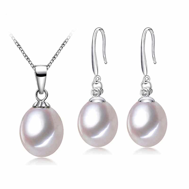 Women's Simple 925 Silver Pearls Jewelry 3 pcs Set