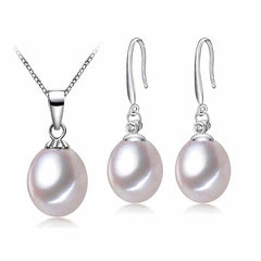 Women's Simple 925 Silver Pearls Jewelry 3 pcs Set