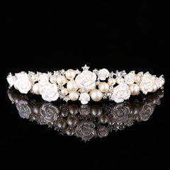 Fashion Evening Sparkling Pearl Crystal Tiaras