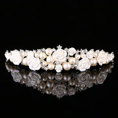 Fashion Evening Sparkling Pearl Crystal Tiaras