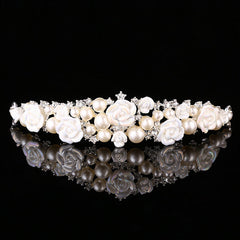 Fashion Evening Sparkling Pearl Crystal Tiaras