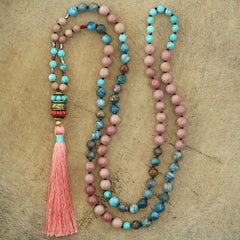 Knotted Beaded Tassel Necklace for Women