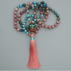Knotted Beaded Tassel Necklace for Women