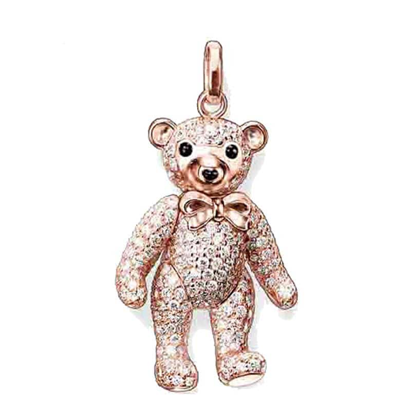 Pure Rhinestone Decorated Teddy Bear Pendant