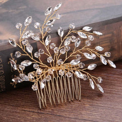 Zinc Crystal Side Comb in Shape of Leaves