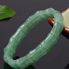 Natural Green Jade Bamboo Shaped Bracelet