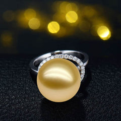 Lovely 14K White Gold Pearl Ring for Women