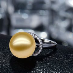 Lovely 14K White Gold Pearl Ring for Women