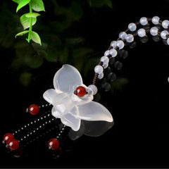 Natural White Jade Butterfly Pendant