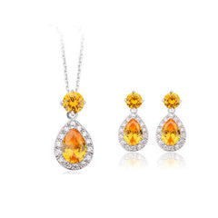Women's Water Drop Shaped Pendant Necklace and Earrings Set