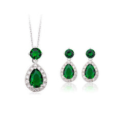 Women's Water Drop Shaped Pendant Necklace and Earrings Set