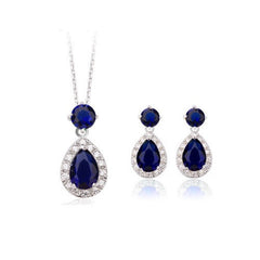 Women's Water Drop Shaped Pendant Necklace and Earrings Set