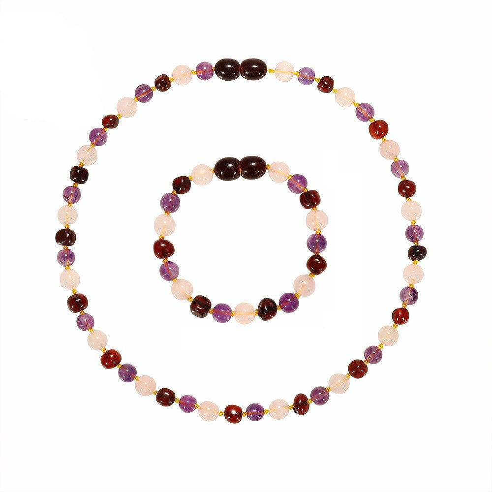 Amber Bracelet And Necklace Set For Girls