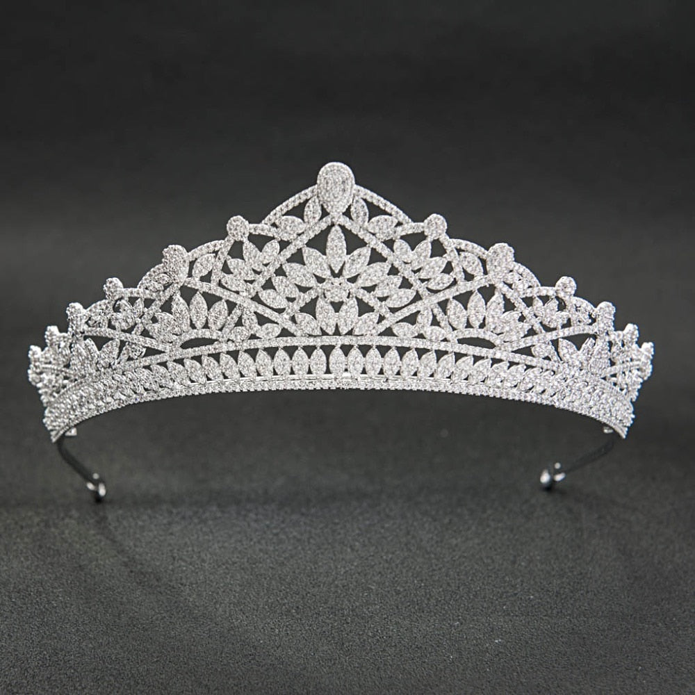 Classic Cubic Zirconia Bridal Silver Tiara