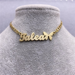 Custom Name Anklet with Butterfly