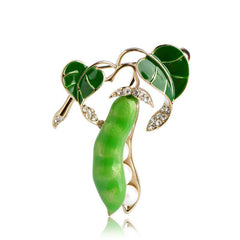 Cute Green Pea Shaped Metal Women's Brooch