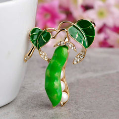 Cute Green Pea Shaped Metal Women's Brooch