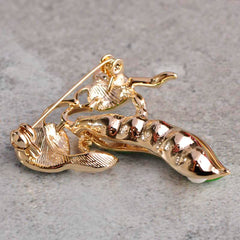 Cute Green Pea Shaped Metal Women's Brooch