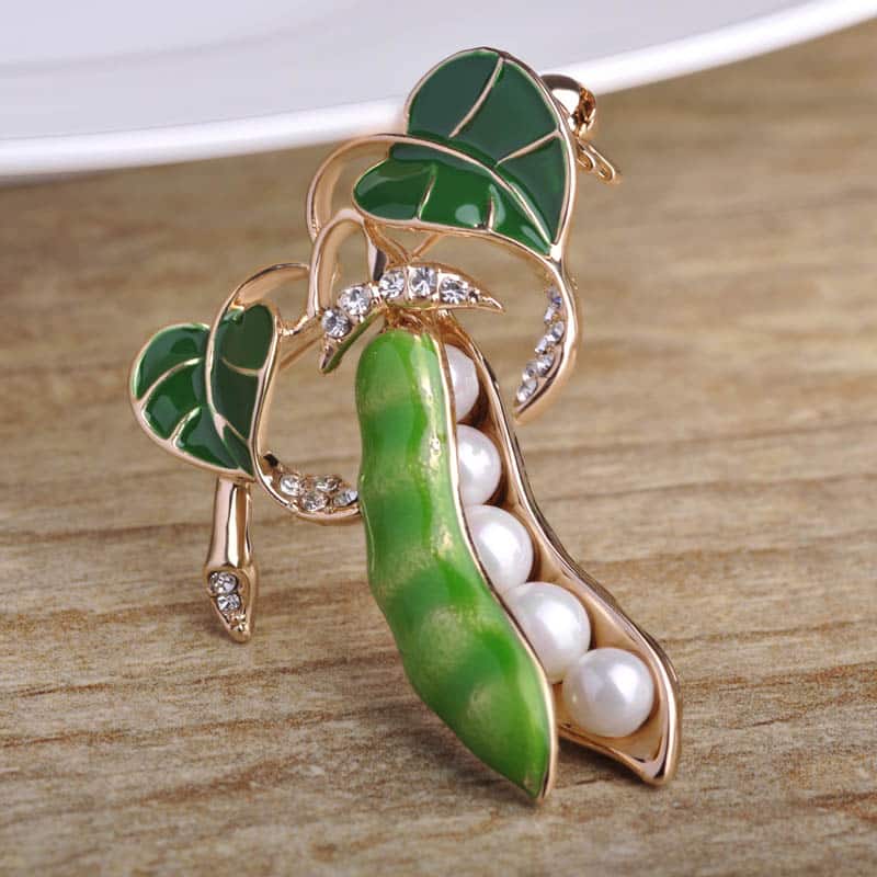 Cute Green Pea Shaped Metal Women's Brooch