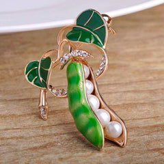 Cute Green Pea Shaped Metal Women's Brooch