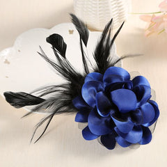 Colorful Flower Lapel Pin with Feathers