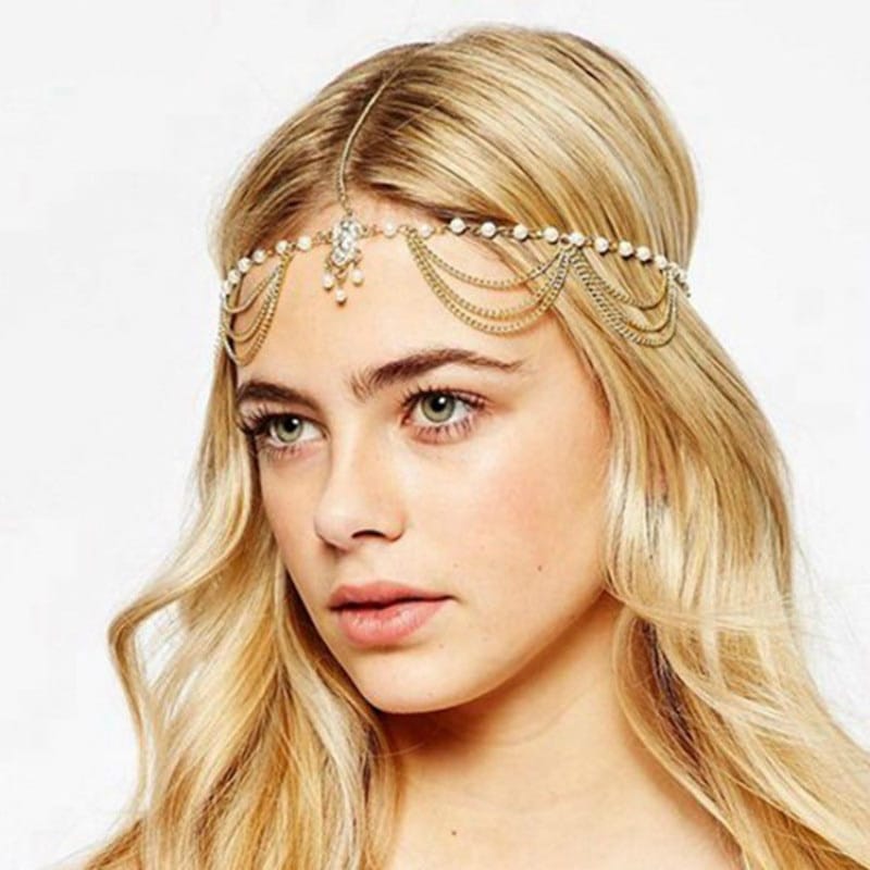 Women's Boho Pearls Decorated Head Chain