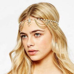 Women's Boho Pearls Decorated Head Chain