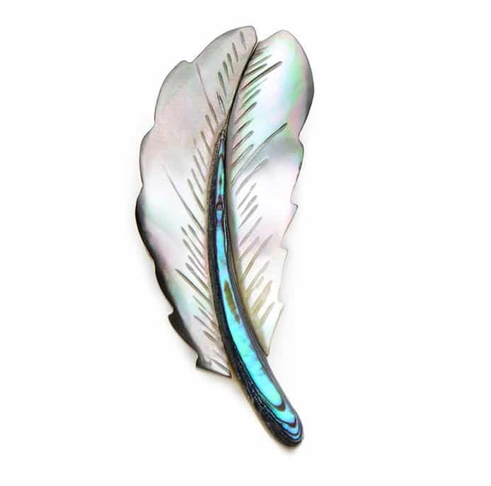 Silver Natural Shell Feather Women's Brooch