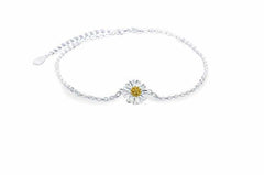 Cute Silver Anklet with Daisy Flower