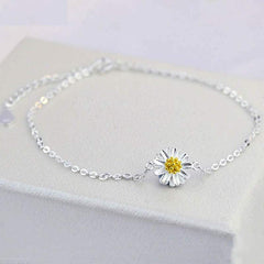 Cute Silver Anklet with Daisy Flower