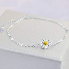 Cute Silver Anklet with Daisy Flower