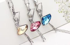 Graceful Rhinestone Ballerina Women's Pendant Necklace