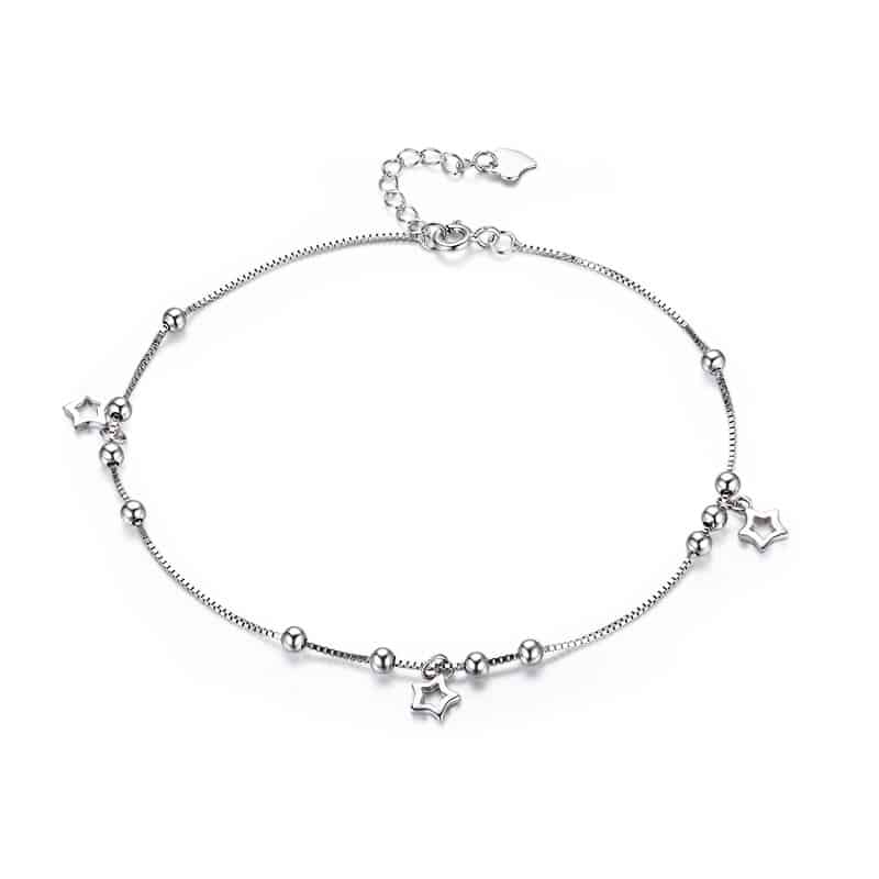 Silver Anklet with Star Charms