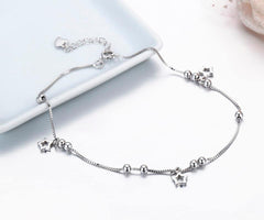 Silver Anklet with Star Charms