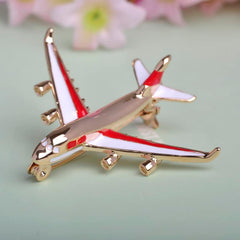 Cute Airplane Shaped Shiny Metal Brooch