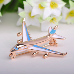Cute Airplane Shaped Shiny Metal Brooch