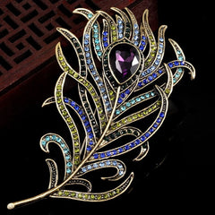 Women's Vintage Peacock Feather Brooch