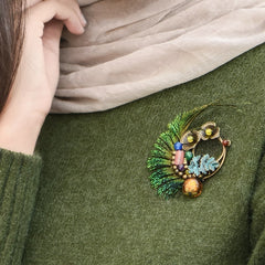 Handmade Boho Style Peacock Feather Brooch