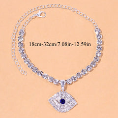 Bohemian Rhinestone Blue Evil Eye Anklet