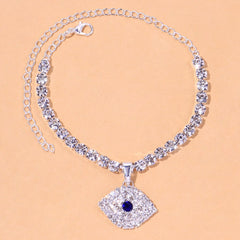 Bohemian Rhinestone Blue Evil Eye Anklet