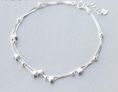 Two-Layers Silver Anklet