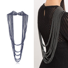 Black Imitation Pearls Maxi Body Shoulder Chain