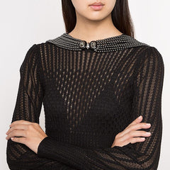 Black Imitation Pearls Maxi Body Shoulder Chain