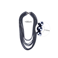 Black Imitation Pearls Maxi Body Shoulder Chain