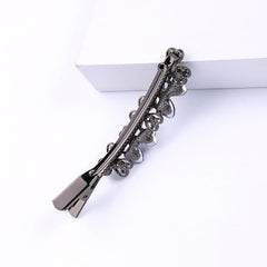 Black Women's Barrette with Blue Rhinestones