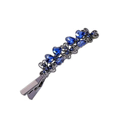 Black Women's Barrette with Blue Rhinestones