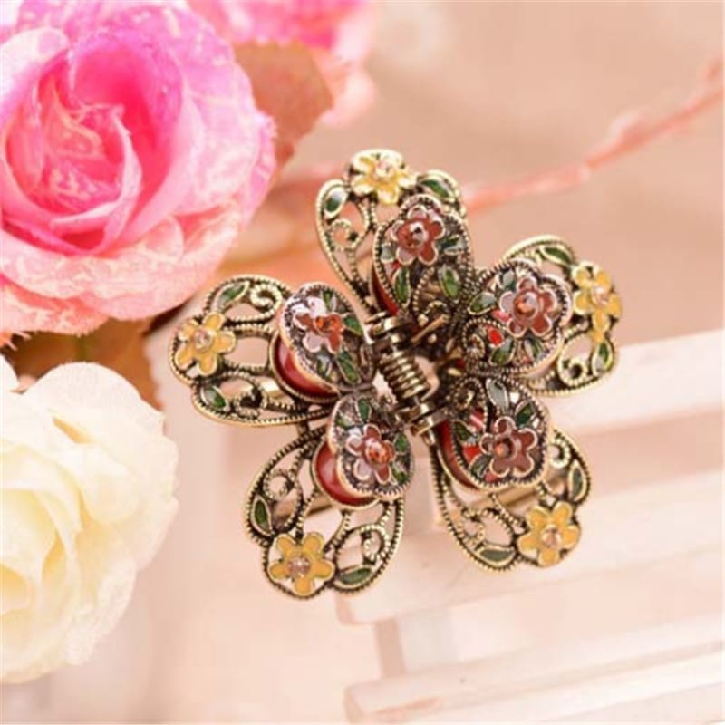 Enamel Colorful Charming Flowers Design Hair Clip