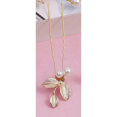Leaf Design Hairpins with Pearls