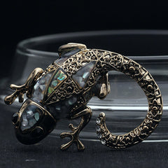Antique Silver Vintage Brooches with Lizard Silhouette for Women and Men