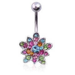 Women Belly Crystal Lotus Piercing